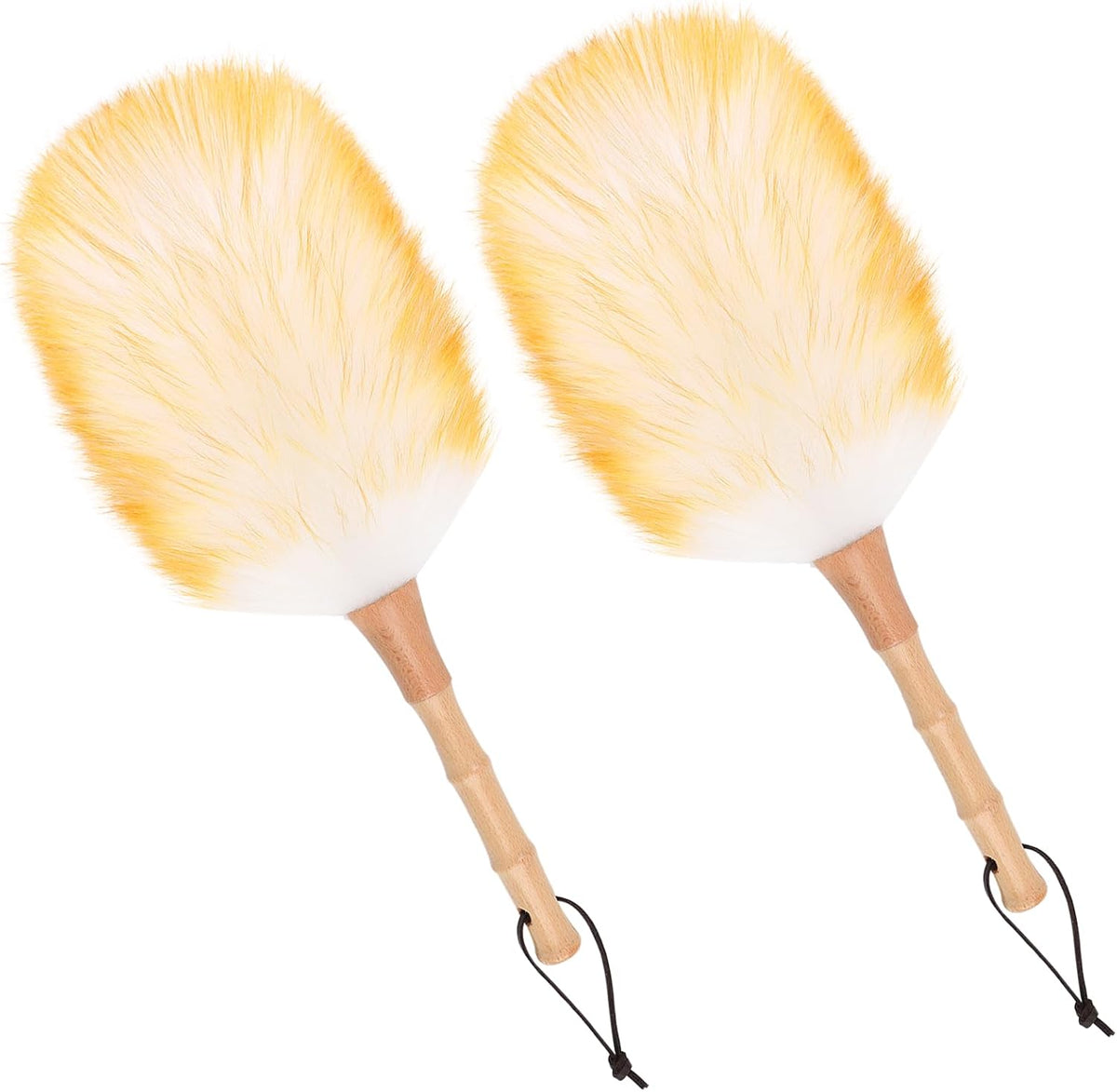Lambswool Duster for Cleaning with Solid Wooden Handle Leather Hang Strap 14.9 inch Natural Feather