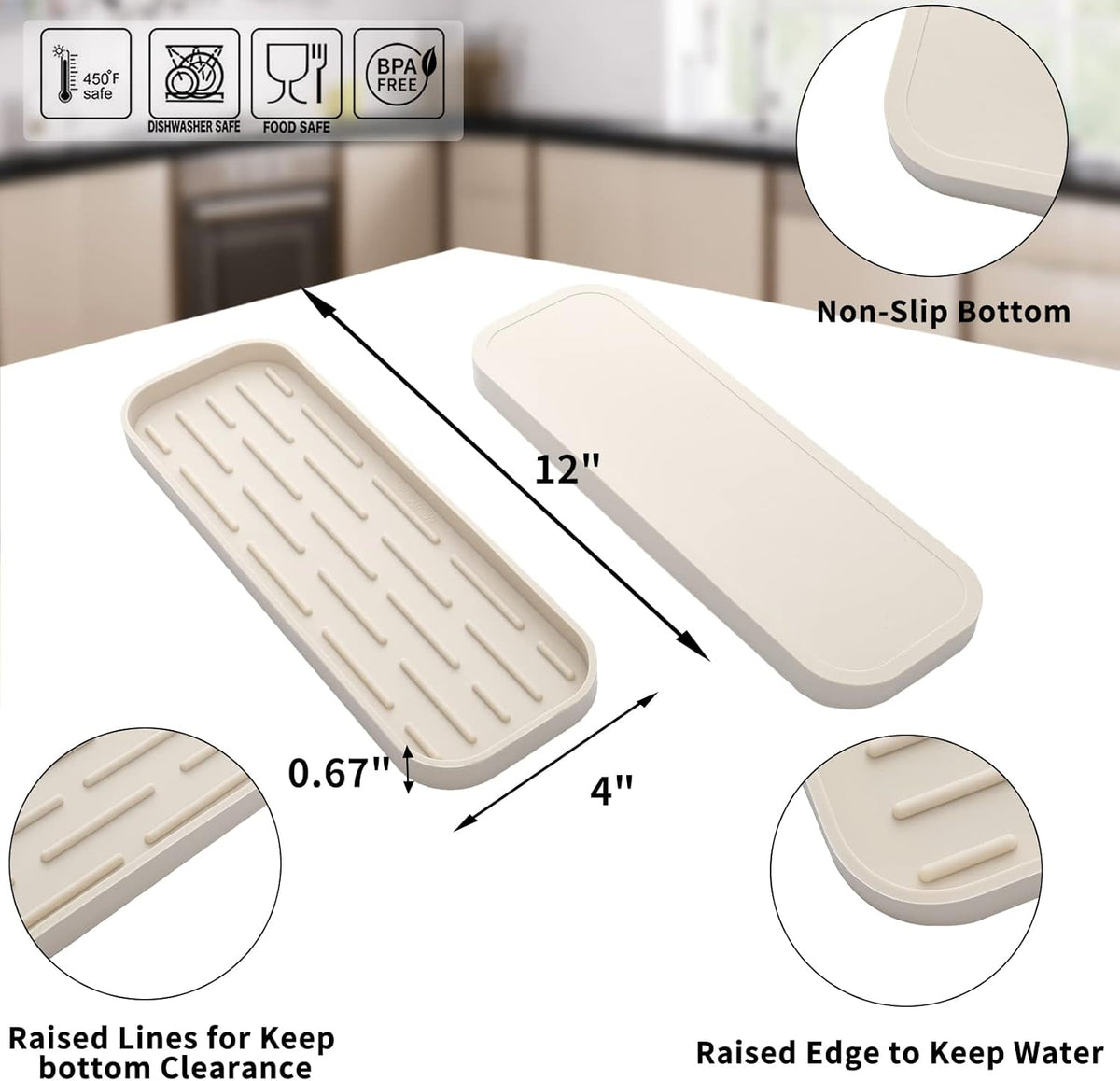 Silicone Kitchen Sink Organizer Tray for Multiple Usage,Eco-Friendly Sponges Holder for Kitchen
