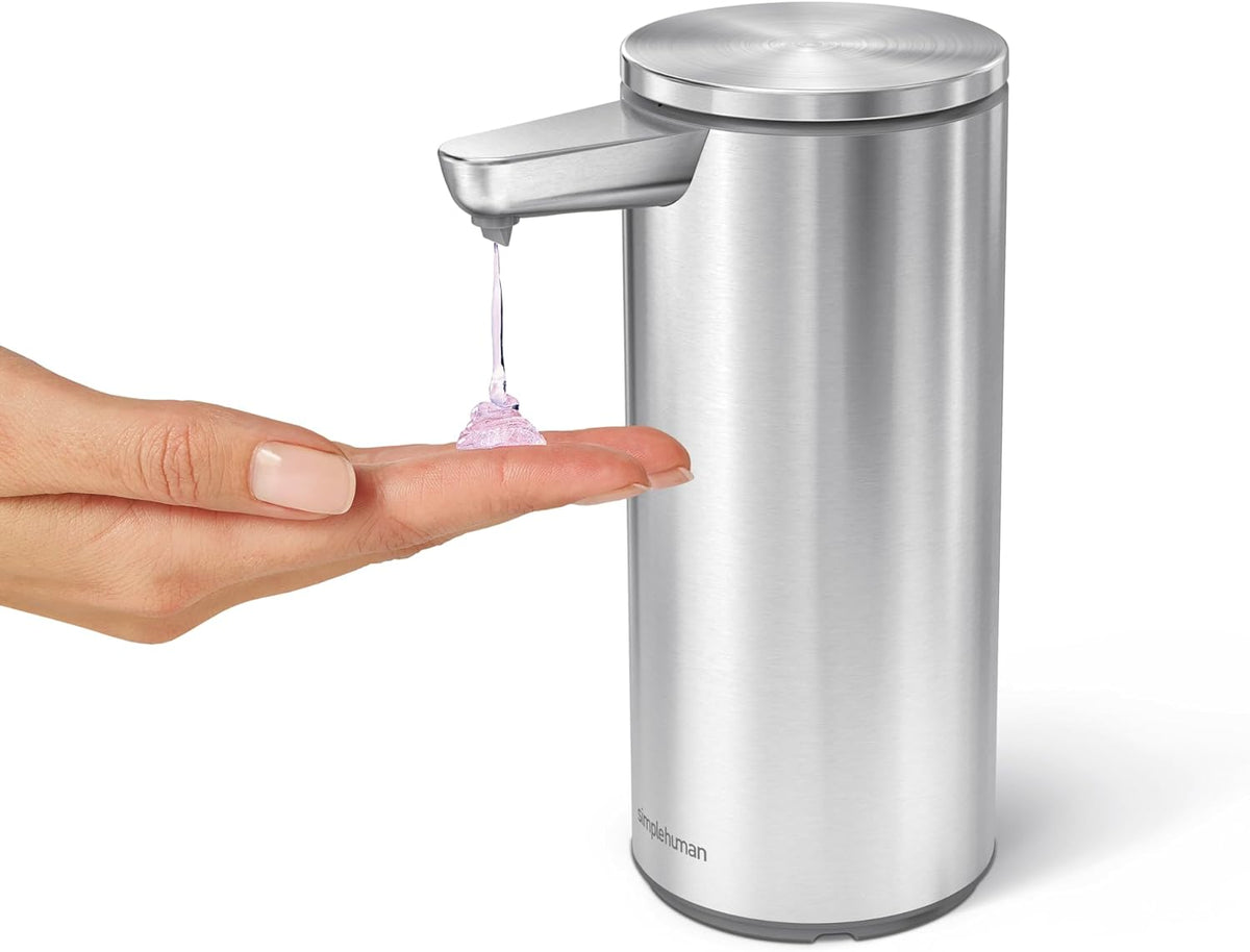 simplehuman 9 oz. Touch-Free Automatic Rechargeable Sensor Pump, Brushed Stainless Steel, New