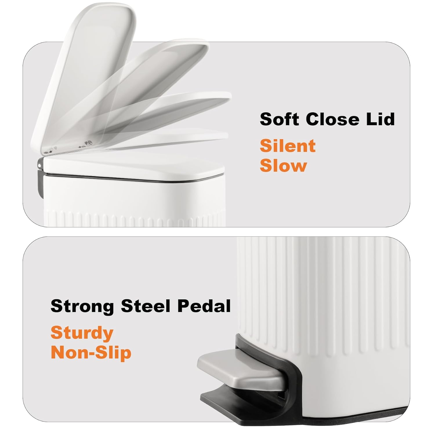 TrashAid Slim Bathroom Trash Can with Lid Soft Close, 6 Liter/1.6 Gallon Stainless Steel Small