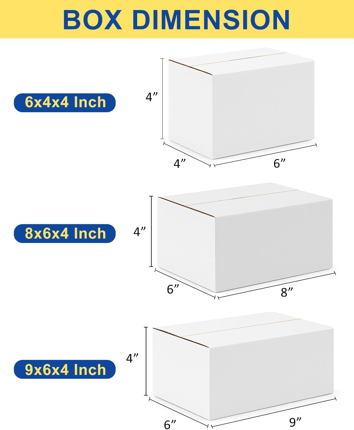 Assorted-Sizes-Shipping-Boxes-45-Pack: 6x4x4 & 8x6x4 & 9x6x4 Small-Shipping-Boxes-Mailers, White