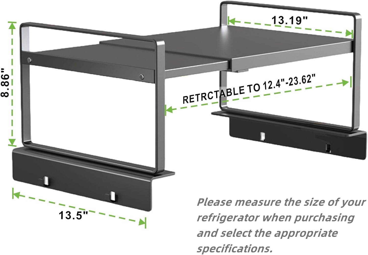 Adjustable Fridge Top Storage Rack,12.4"-23.62" Expandable Organizer Shelf,Refrigerator Storage