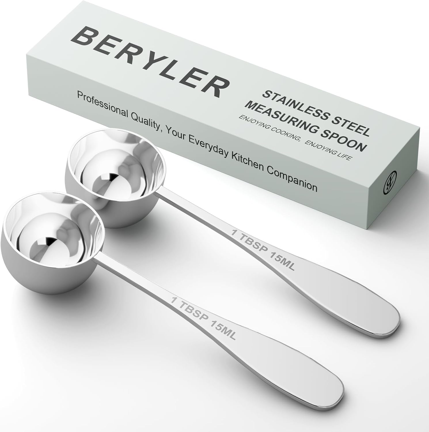 2PCS 1tbsp(3tsp, 15 ml) Single Measuring Spoon, Stainless Steel Individual Teaspoon, Metal Measure