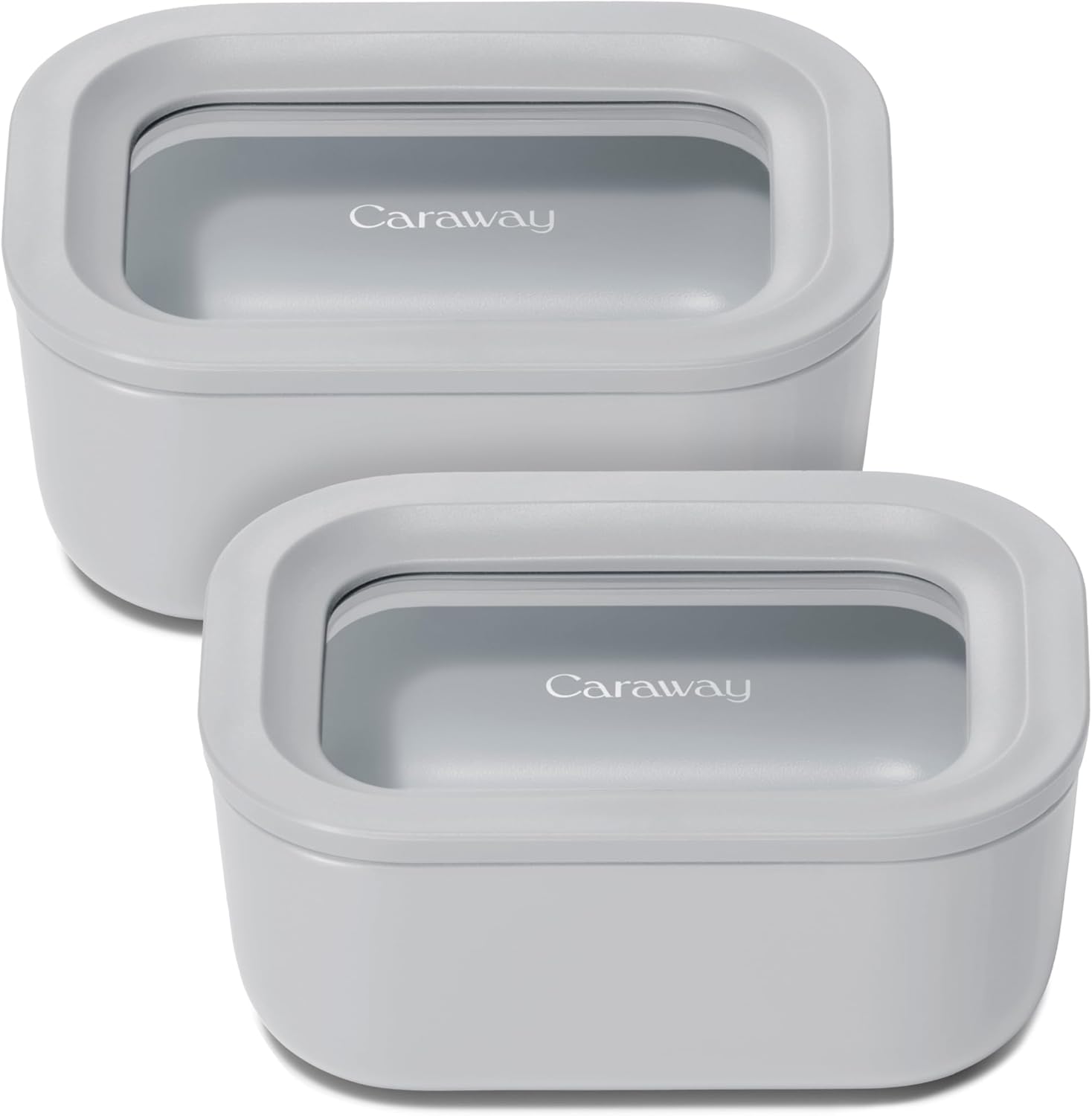 Caraway 2pc Glass Food Storage Set - 2.6 Cup Food Containers (2) - Non-Toxic Ceramic-Coated Glass