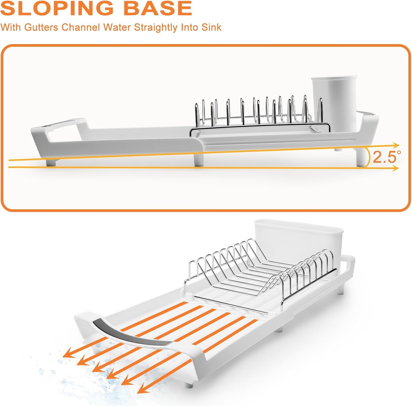 Dish Drying Rack Compact Expandable - A Space-Saving, Stainless Steel, Rust-Resistant Dish Drainer