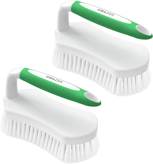 Amazer Scrub Brush for Cleaning Comfort Grip Shower Scrubber Stiff Bristles with Handle Heavy Duty
