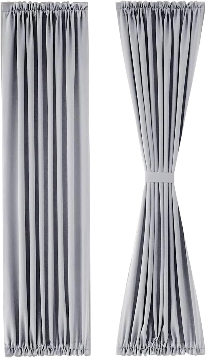 DWCN French Door Curtains – Rod Pocket Thermal Blackout Curtain for Doors with Glass Window
