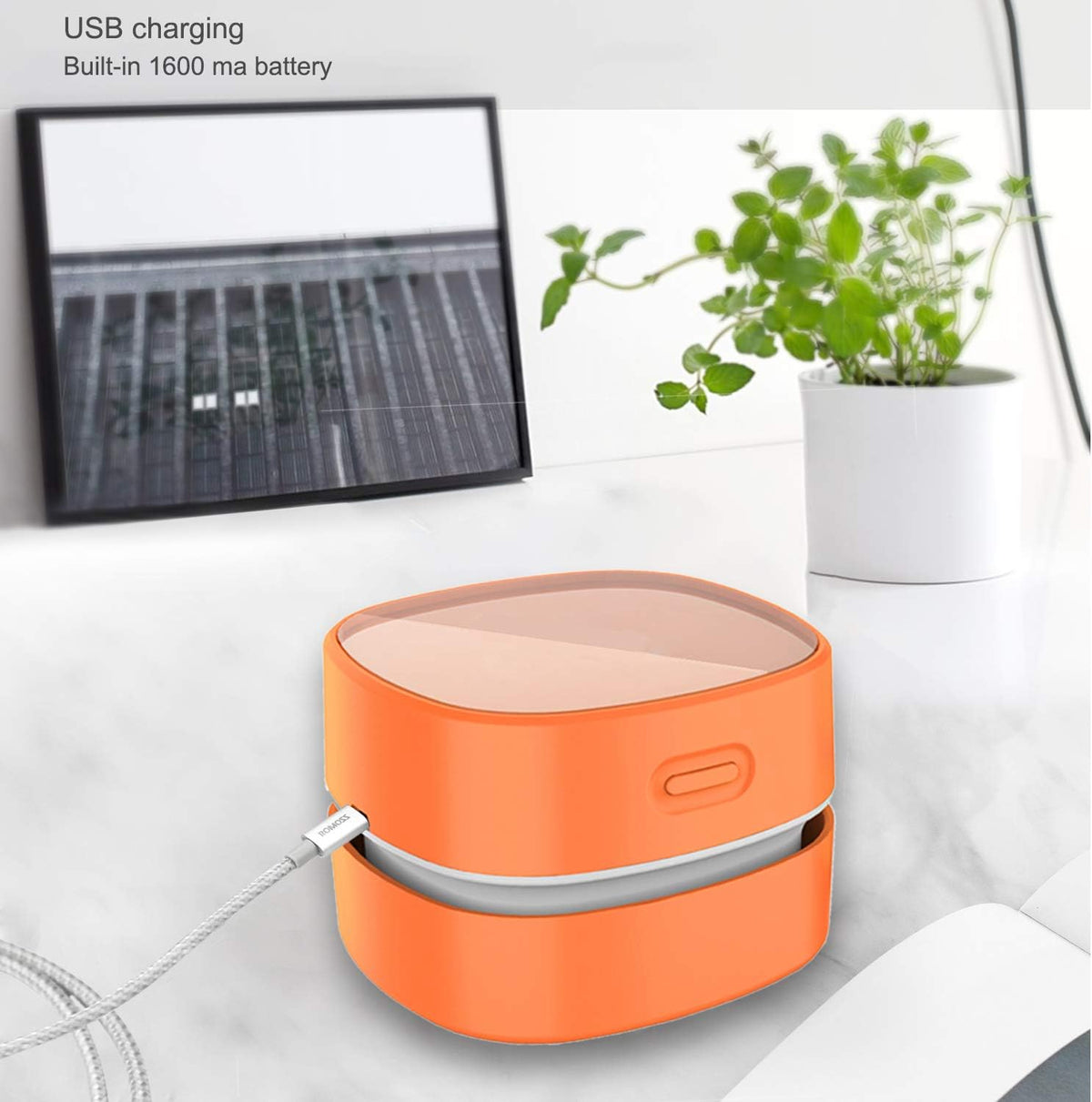 ODISTAR Desktop Vacuum Cleaner,Mini Table dust Sweeper Energy Saving with auto Power-Off