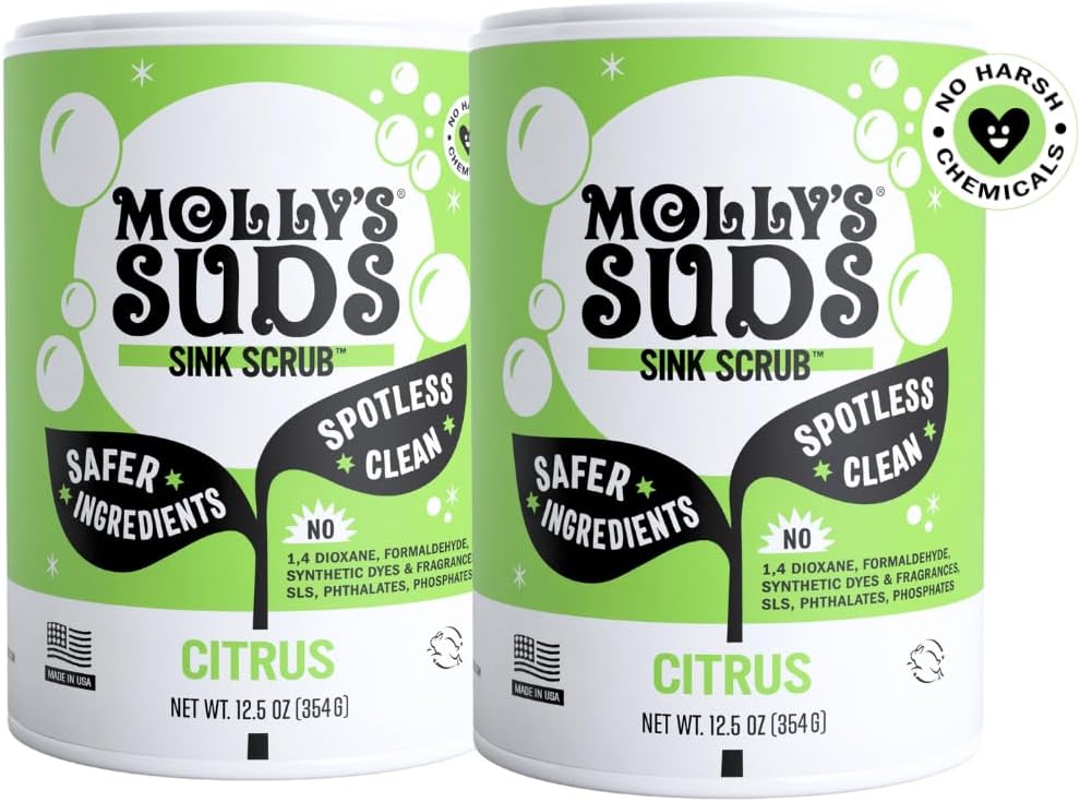 Molly's Suds Sink and All Purpose SCRUB | Gently Removes Stains, Scrubs Away Grease & Gime, Buffs