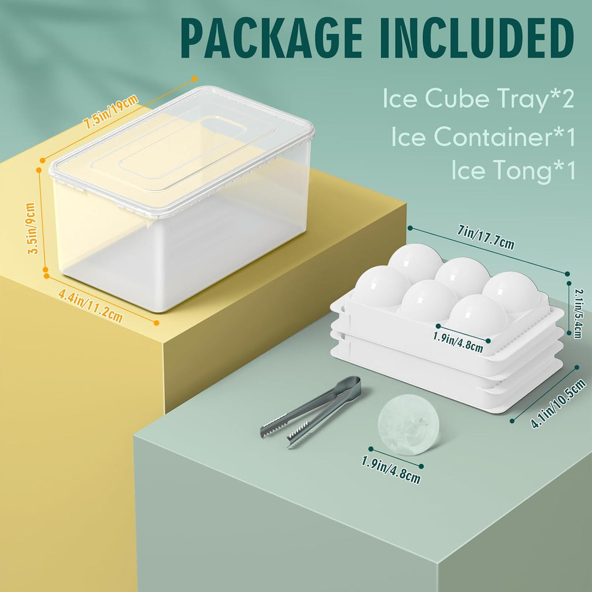 WIBIMEN Large Ice Cube Molds, Big Round Whiskey Ice Cube Trays for Freezer, Easy to Fill & Release