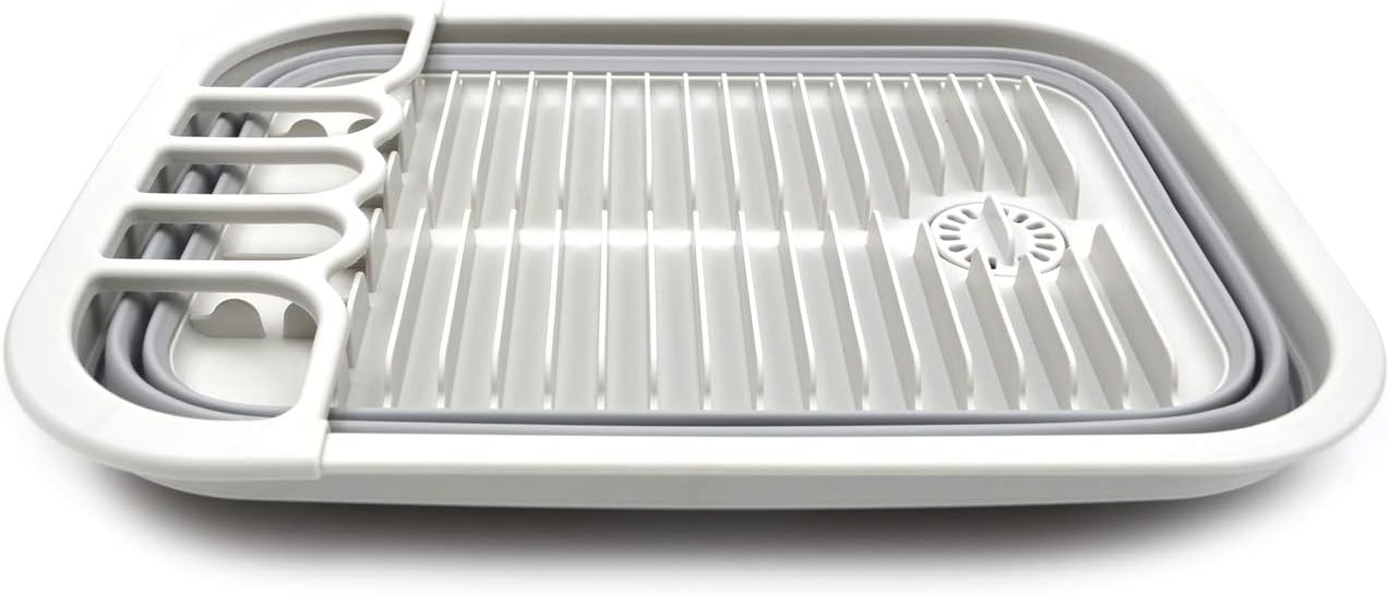 SAMMART 12L (3.17 Gallon) Collapsible Dish Drainer with Swivel spout - Foldable Drying Rack Set