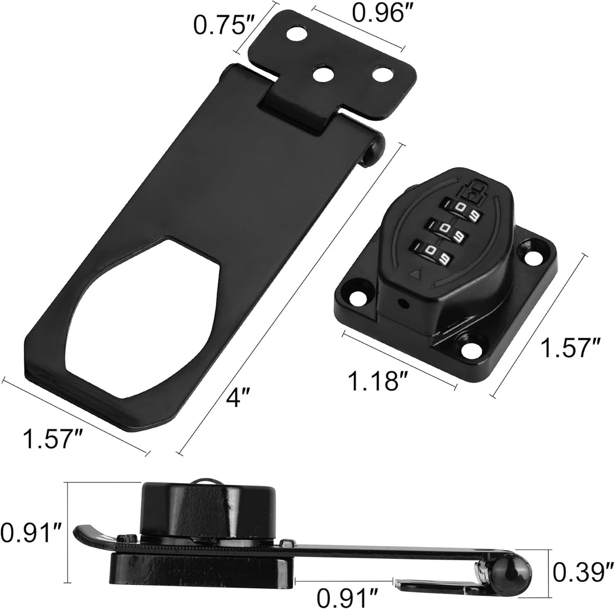 Cozy Tower 4 inch 180 Degrees Hasp Combination Lock for Cabinet, Combo Latch Lock for Cupboard