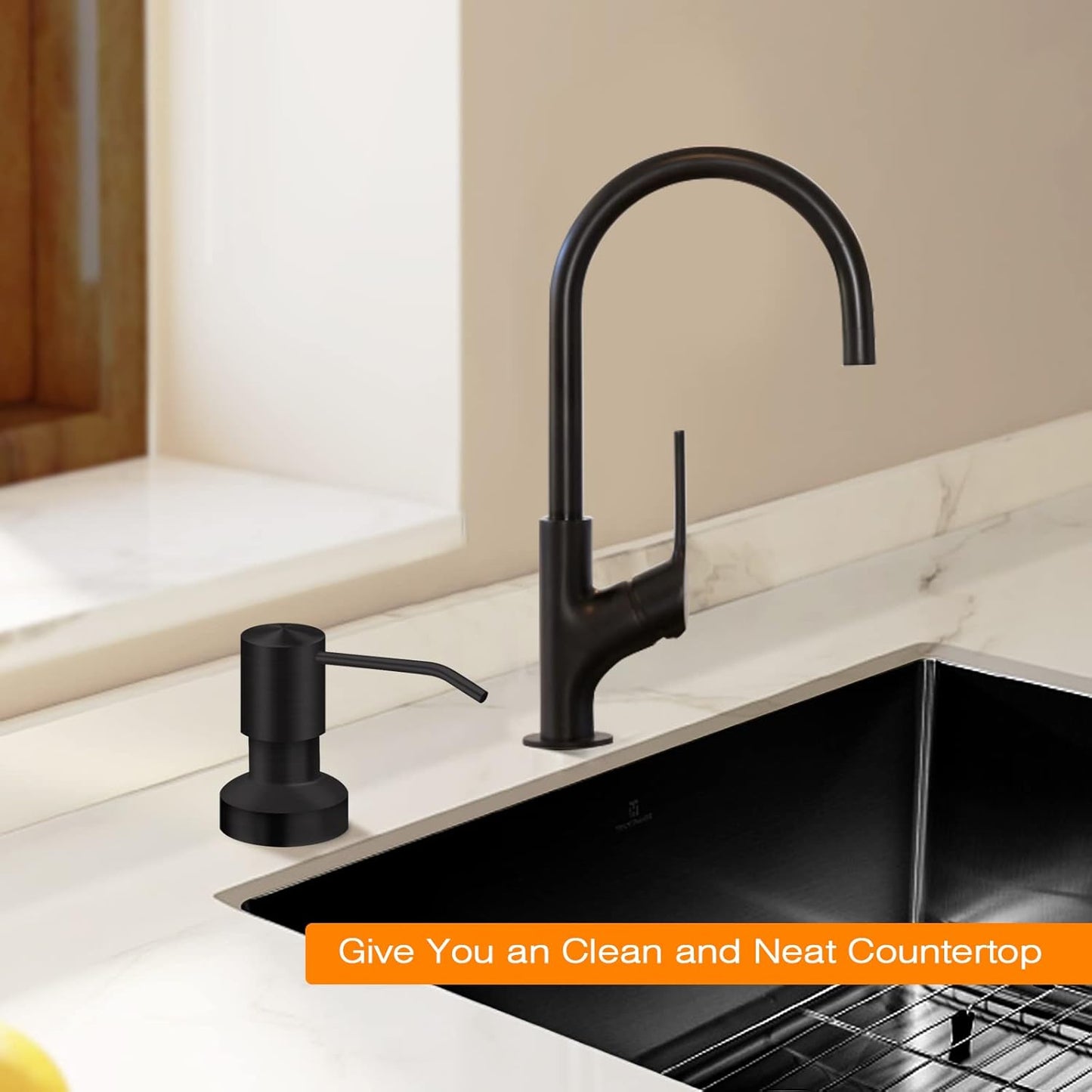 Sink Soap Dispenser for Kitchen Sink, Countertop Built in Sink Soap Dispenser with 47”Extension