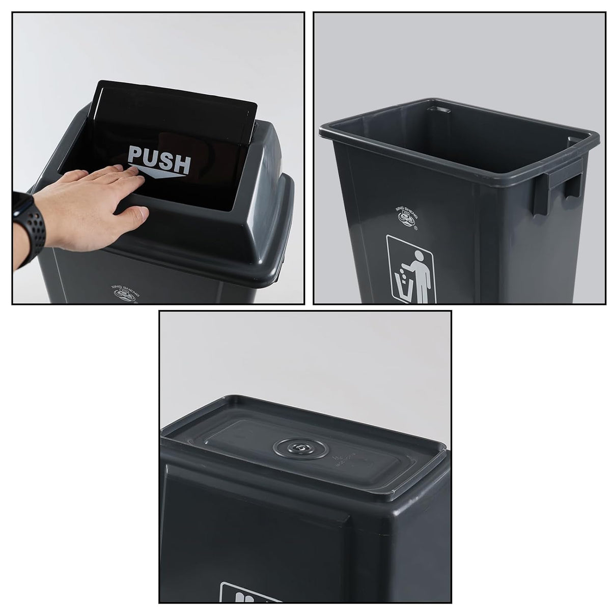 6 Gallon Plastic Swing Top TrashBin/Garbage Can, Lidded Wastebasket Trash Can for Kitchen, Garage