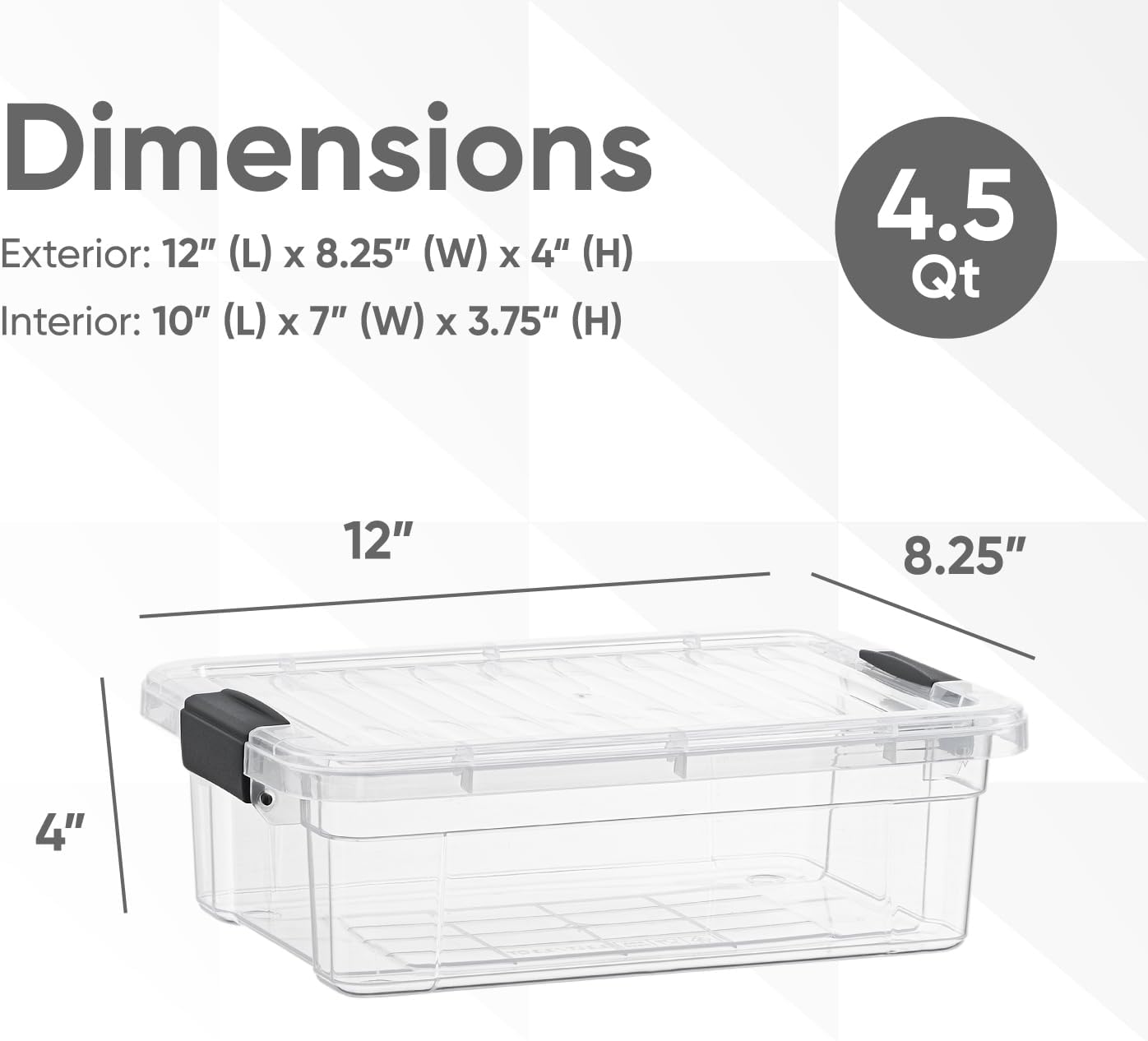 Superio Clear Storage Boxes with Lids, 4.5 Quart Plastic Container Bins for Organizing, Stackable