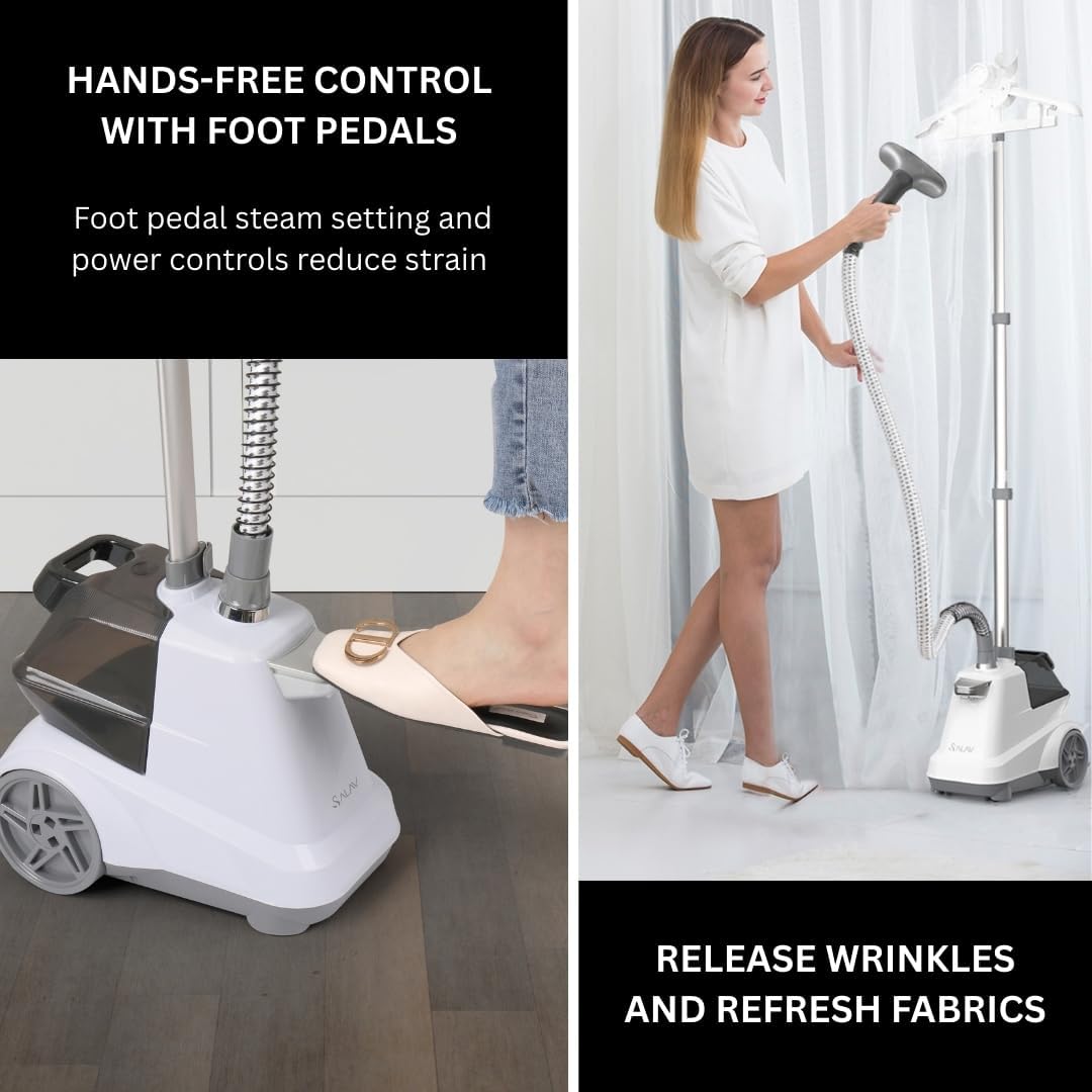 SALAV Heavy Duty Commercial Full-Size Garment Steamer with Foot Pedals and Extra Large 3L (101.5