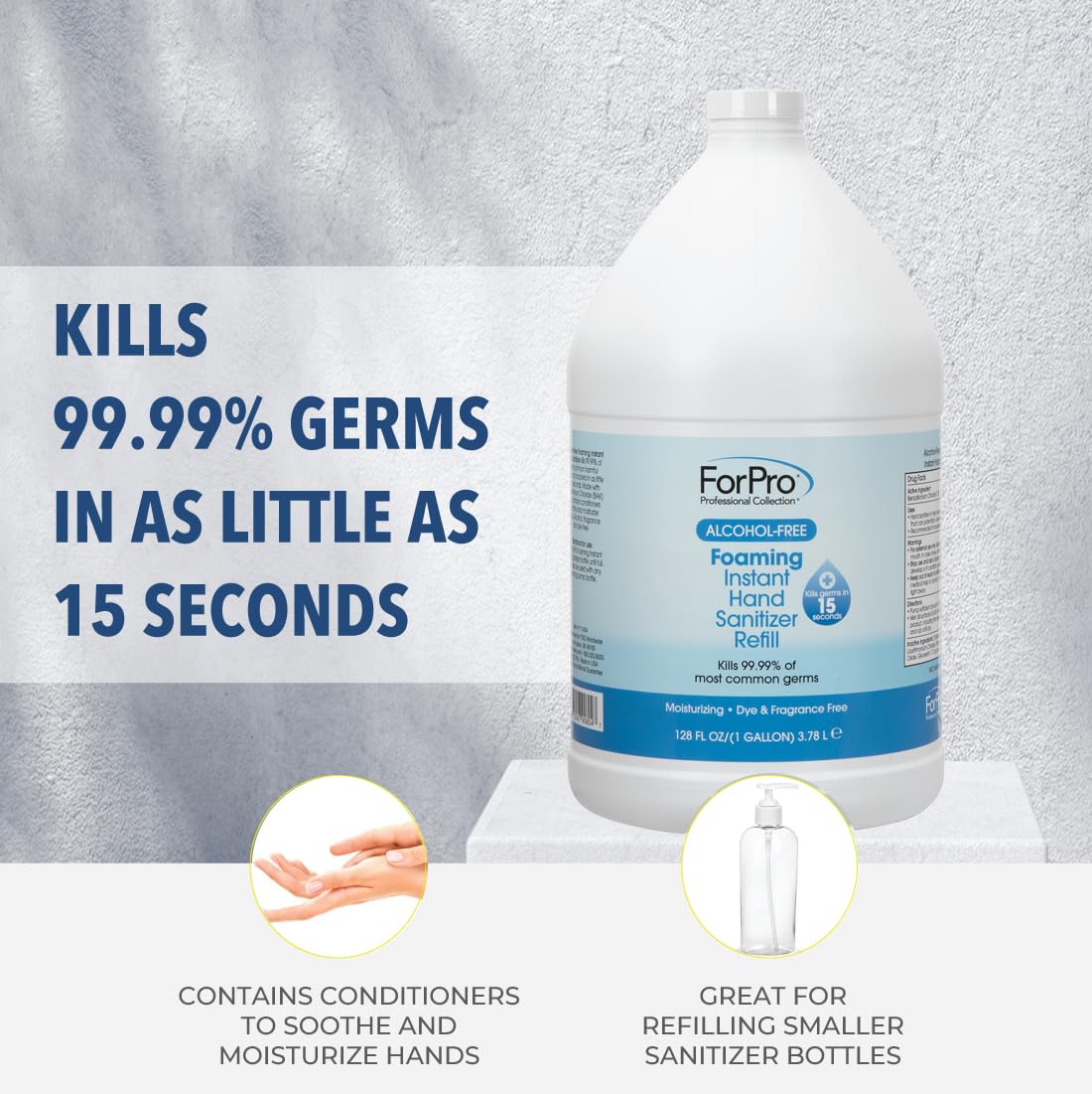 ForPro Professional Collection Alcohol-Free Foaming Instant Hand Sanitizer, Moisturizing, Dye and