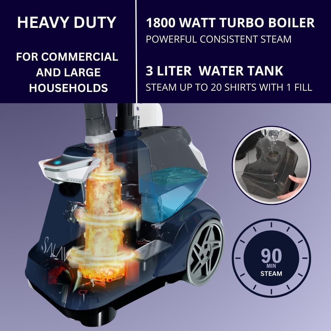 SALAV Commercial-Grade Standing Garment Steamer for Clothes with Auto-Off Safety 1800W Powerful