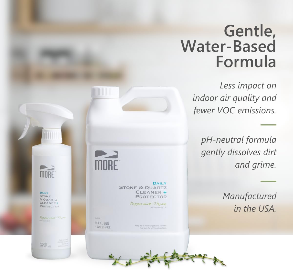 MORE Stone & Quartz Cleaner + Protector - Granite, Quartz & Marble Cleaner - For Kitchen & Bathroom