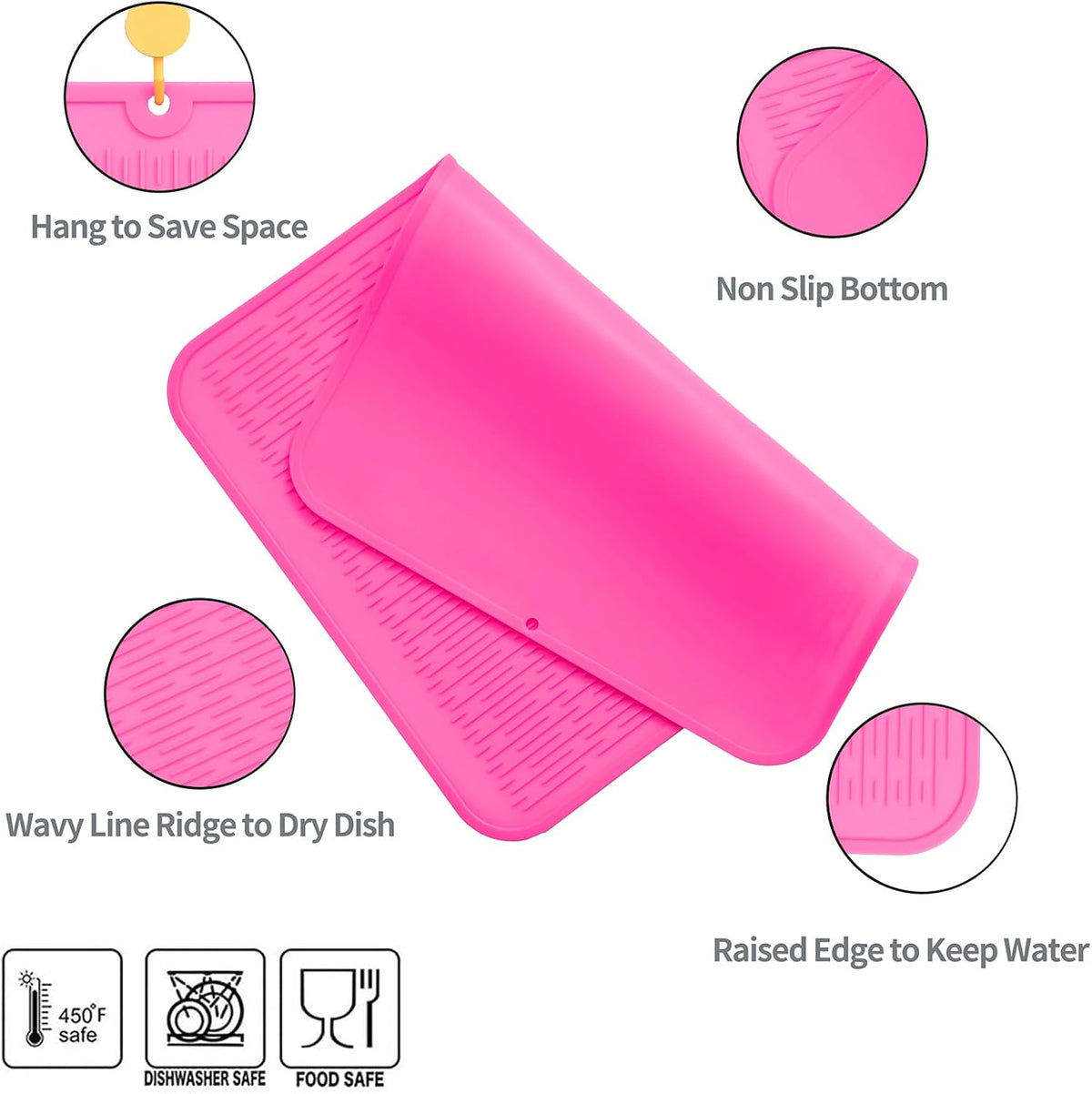 Silicone Dish Drying Mat for Multiple Usage,Easy clean,Eco-friendly,Heat-resistant Silicone Mat for