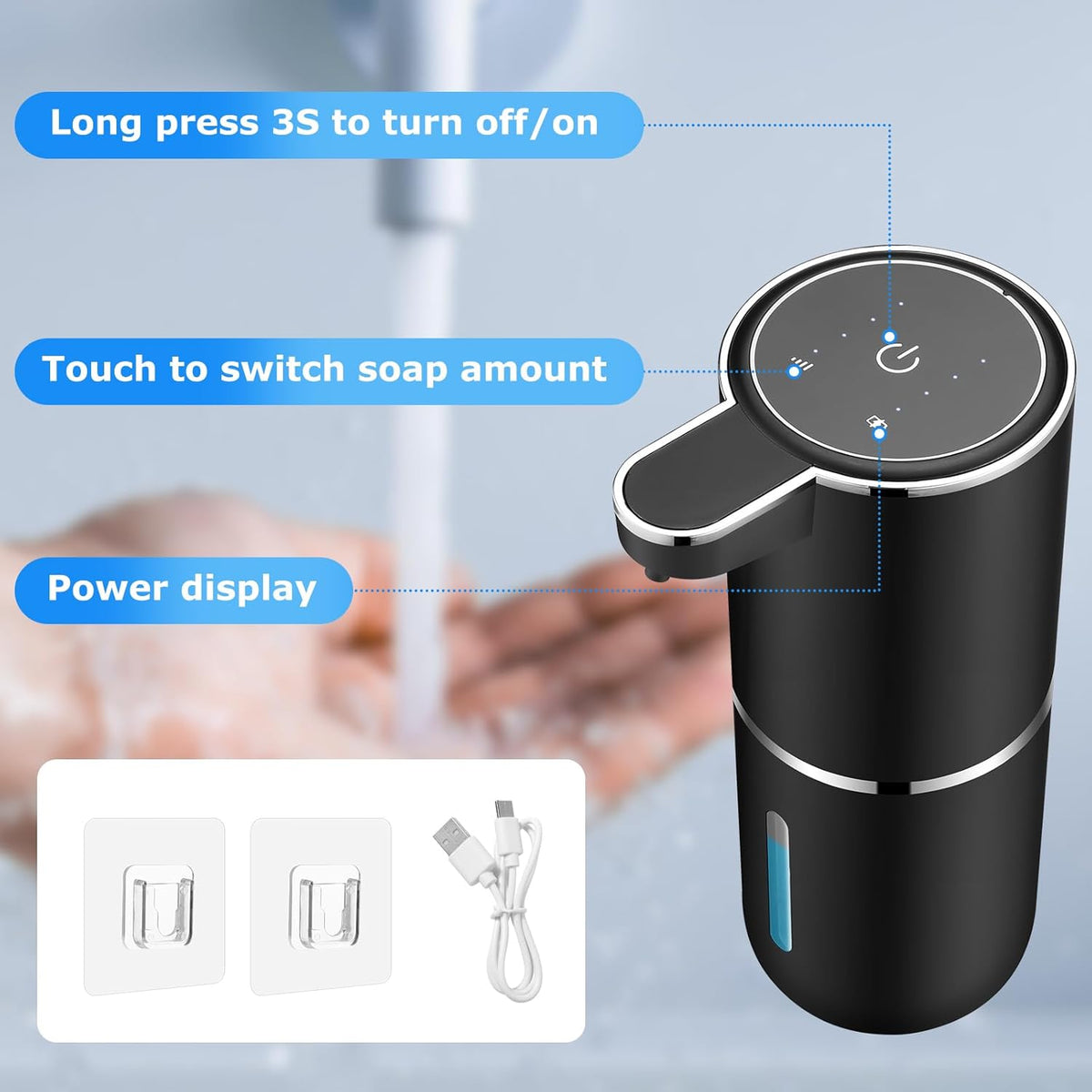 2 Pack Automatic Soap Dispenser,Automatic Liquid Soap Dispenser Touchless,12.8oz/380ml USB