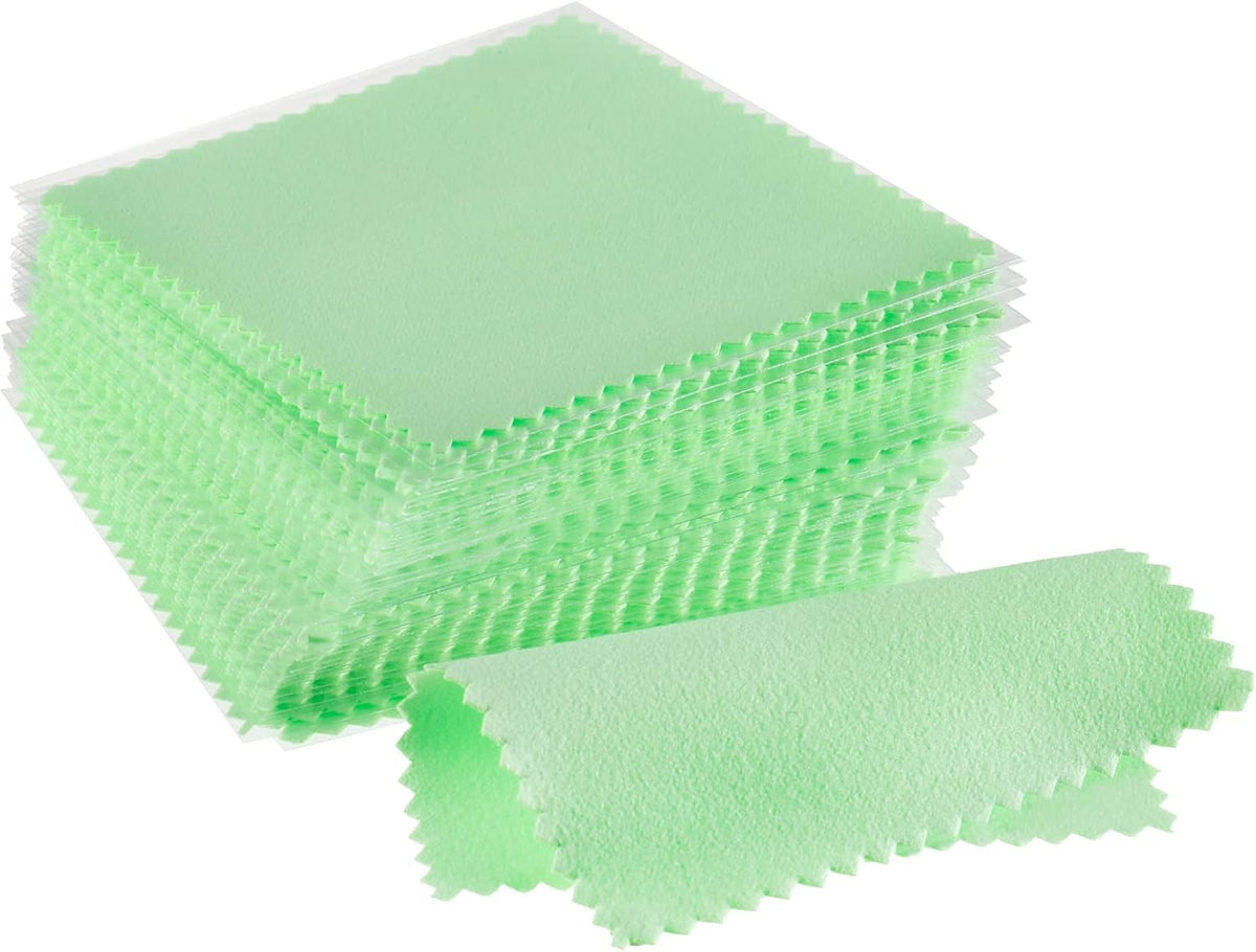 CATIFLIN 100pcs Jewelry Cleaning Cloth, Silver Polishing Cloth Individually Wrapped, Small Jewelry