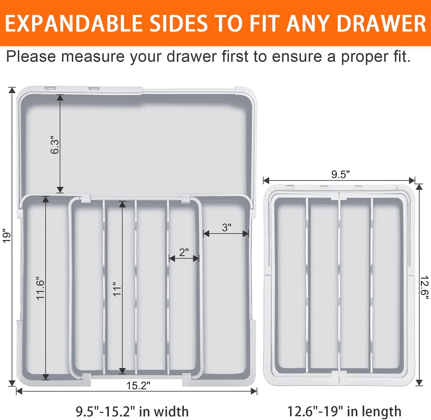 Expandable Silverware Drawer Organizer BPA Free Cutlery Organizer Small Utensil Organizer for