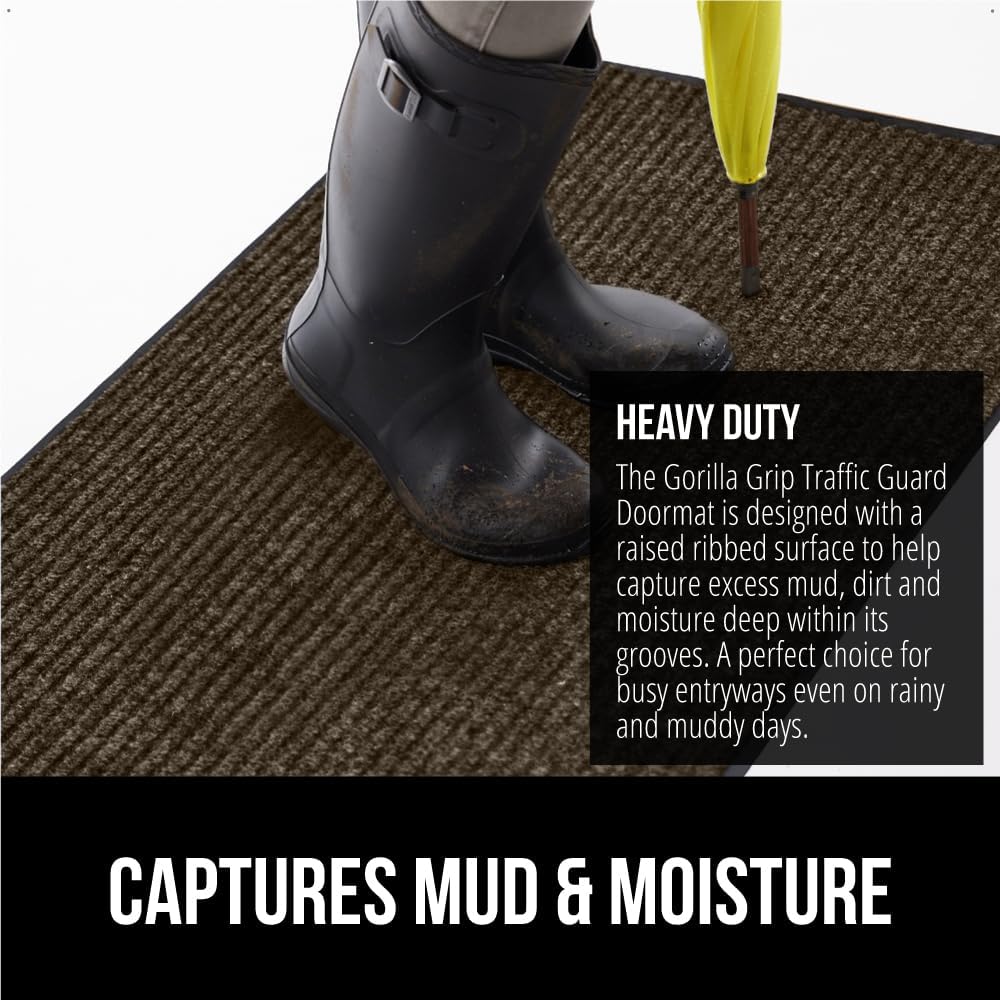 GORILLA GRIP Traffic Guard Door Mat, 47x35, Heavy Duty Welcome Mats, Commercial Office Space