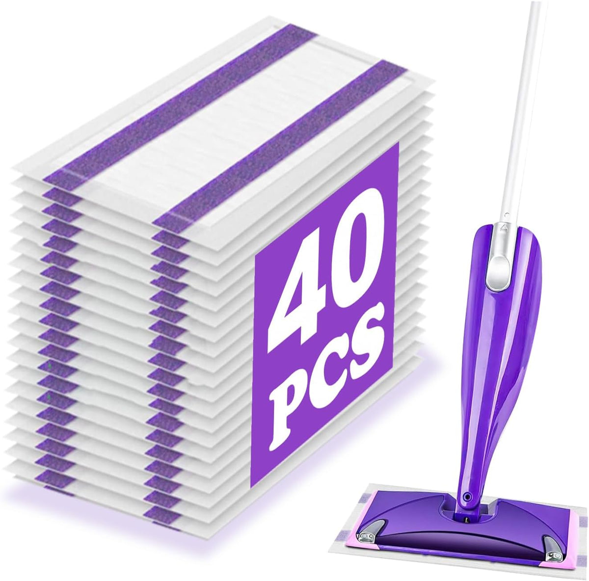 40 Pack Disposable Mop Pad Refills for Wet Jet Spray Mop Pads, Wet Jet Pads for All Purpose