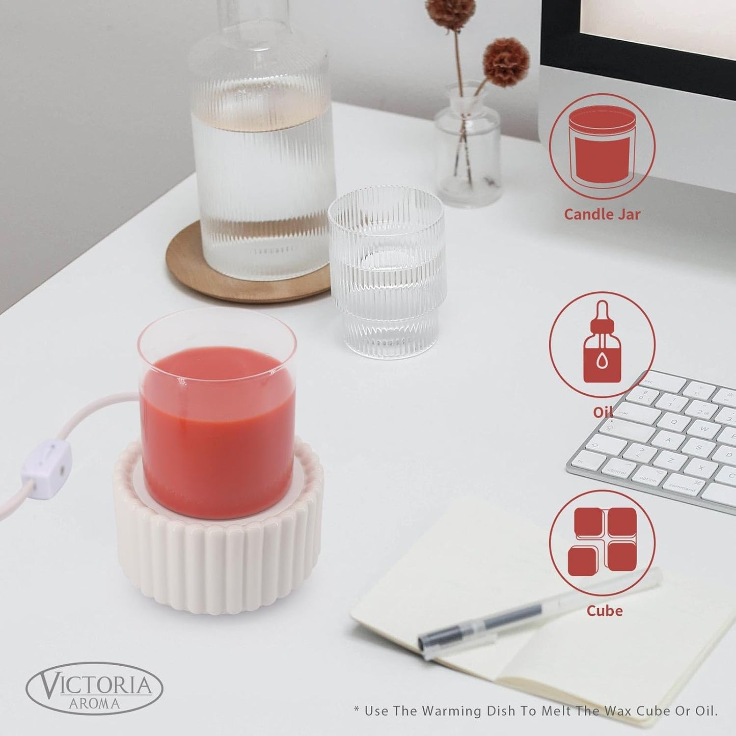 Ceramic Wax Melt Warmer 3-in-1 Candle Wax Warmer for Scented Wax Melter Electric Fragrance Wax