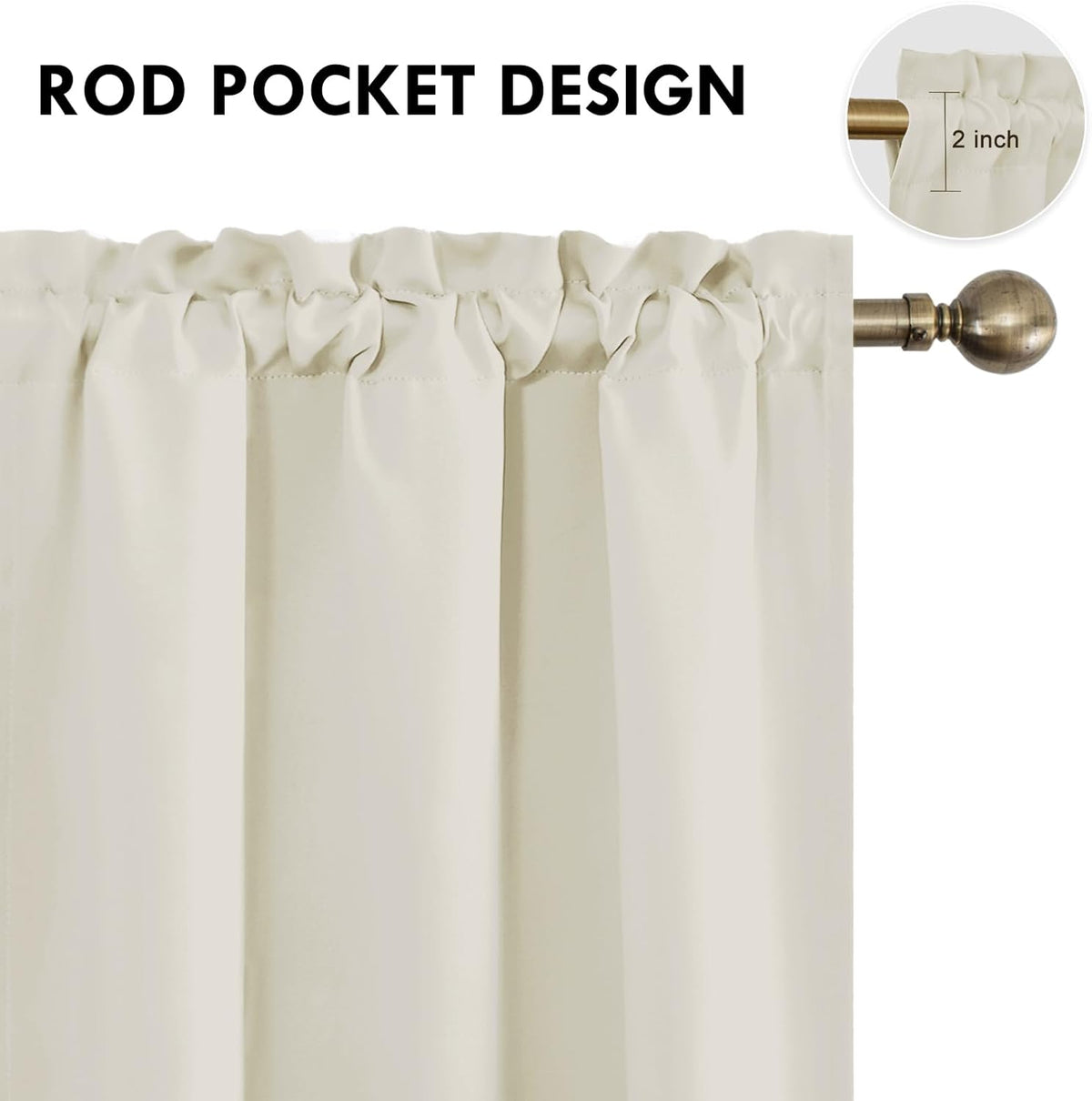 DWCN Light Beige Short Room Darkening Curtains for Kitchen/Bedroom, 42 x 36 inches Long - Energy