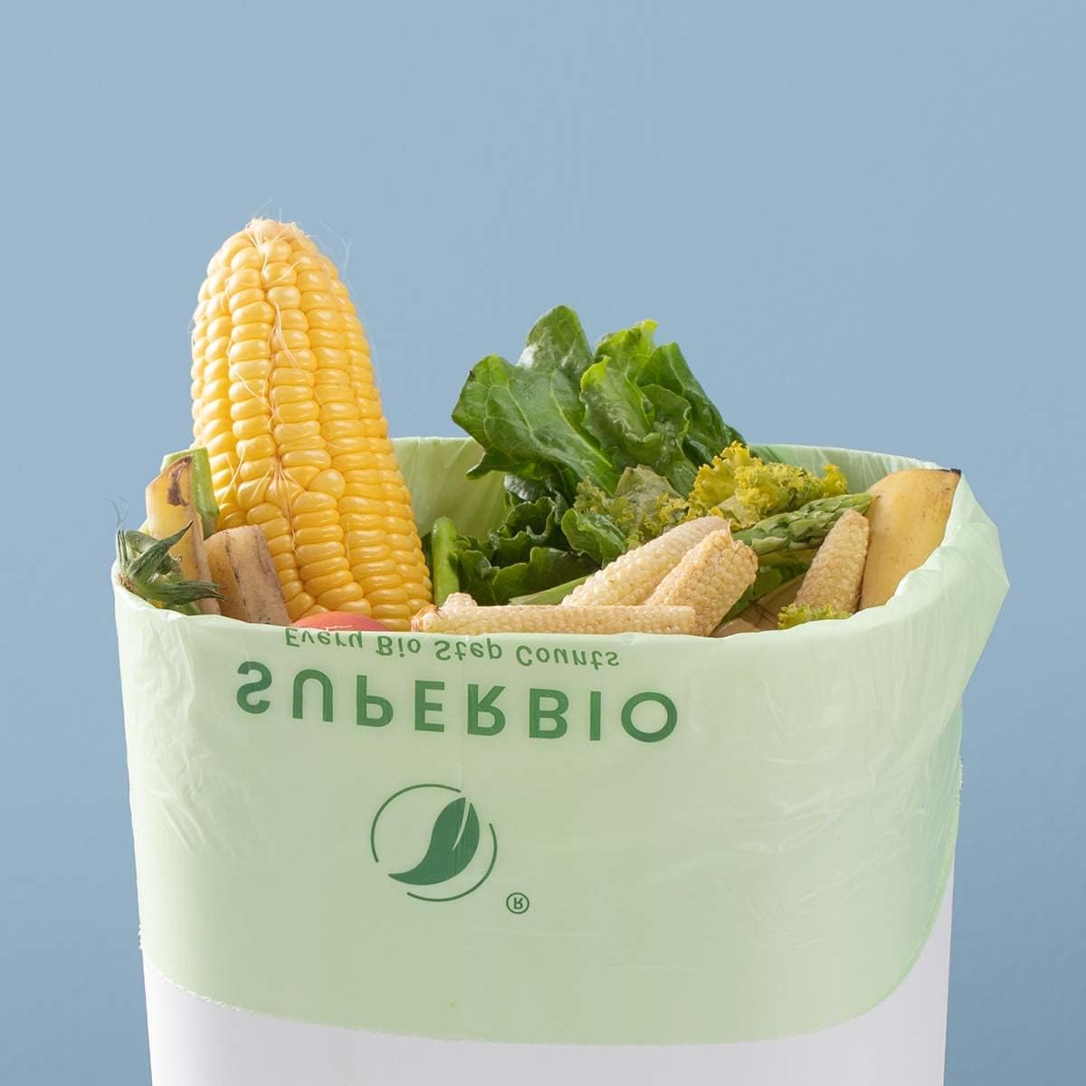 SUPERBIO 2.6 Gallon Compostable Bags, 100 Count, 2 Pack, 9.84L, Handle Tie Food Waste Bags, BPI and