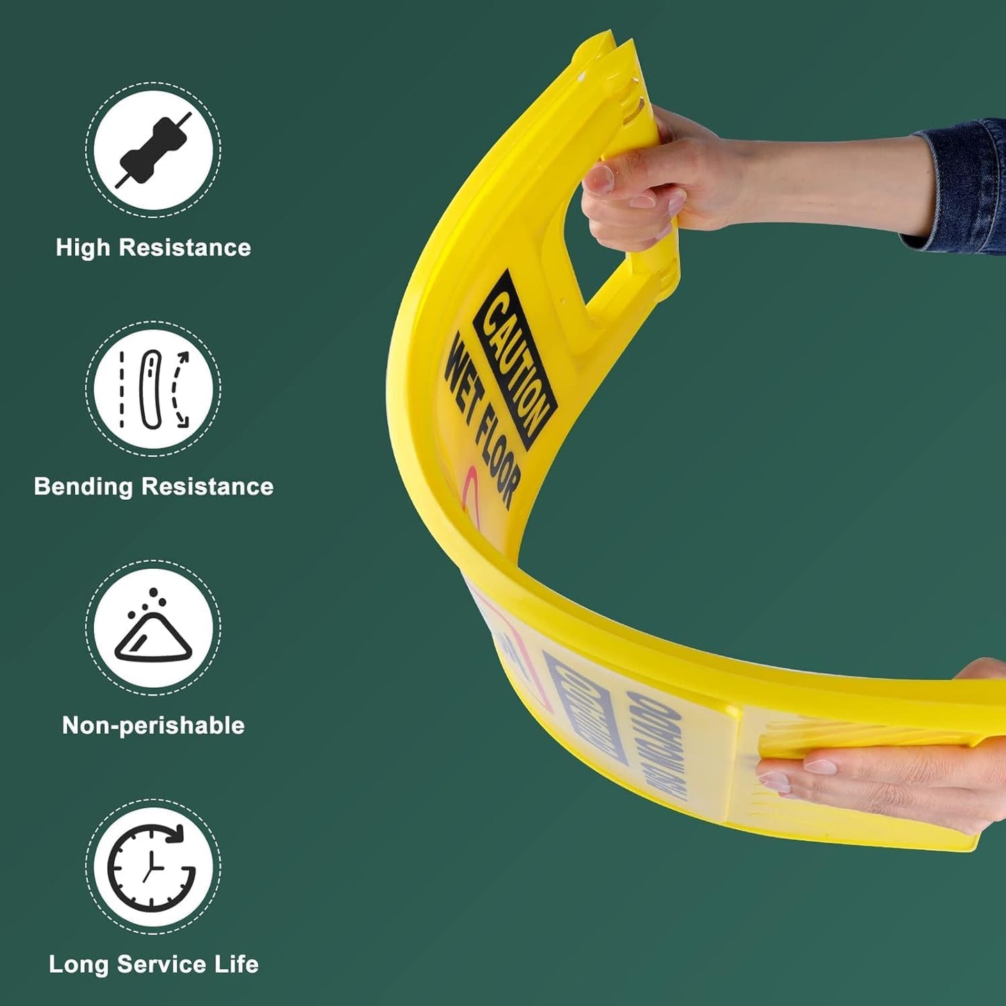 XPCARE 24 Inches Caution Wet Floor Sign, 5PACK Yellow Bilingual Double-Sided Safety Warning Signs,A