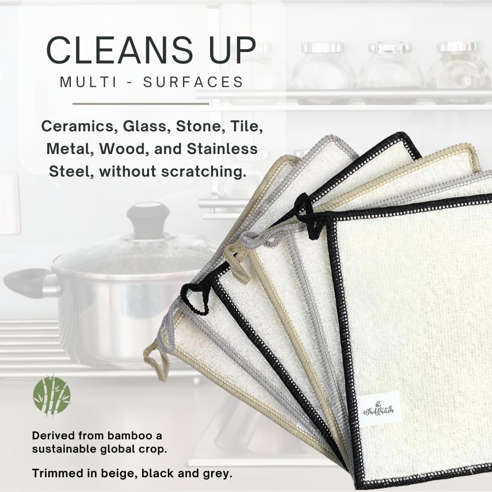 Whiffkitch Dishcloths & Dish Towels for Kitchen - Reusable, Hygienic, Quick Drying, Durable Kitchen