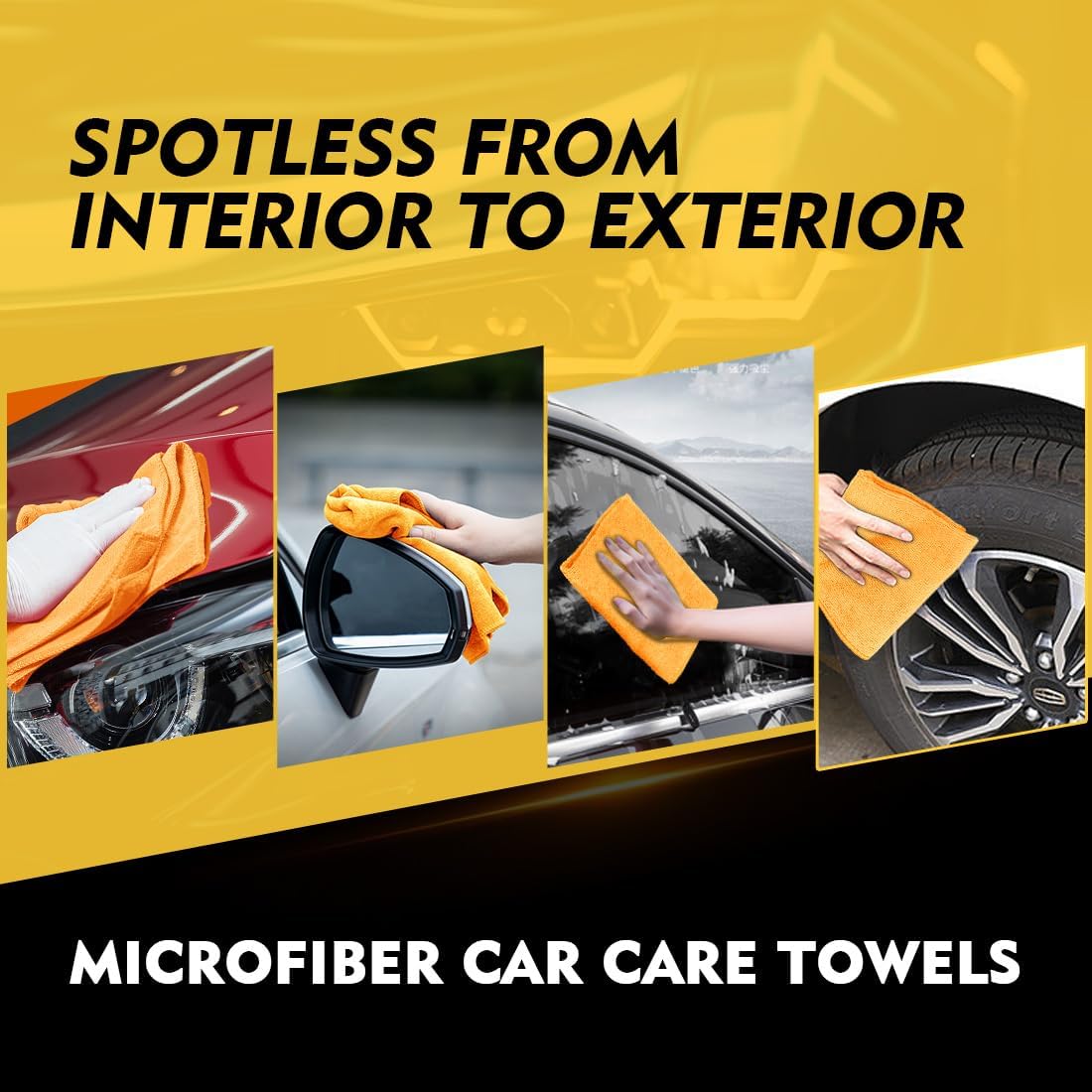 HOMEXCEL Yellow Microfiber Cleaning Cloths 12 Pack, 12.5 x 12.5 inch Microfiber Towel for Cars