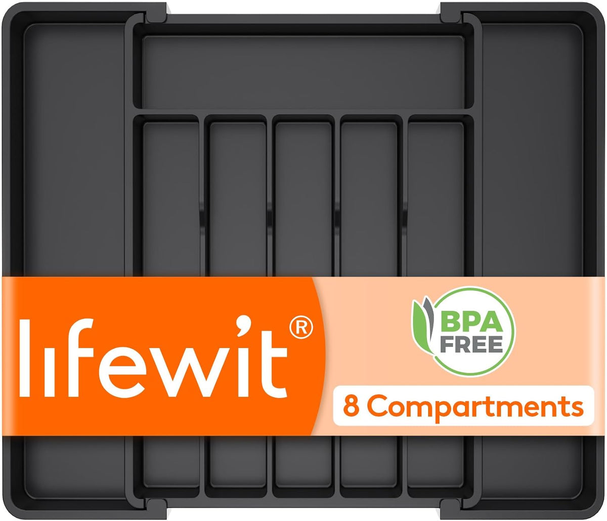 Lifewit Silverware Drawer Organizer, Expandable from 11 to 18 inches, Utensil Tray for Kitchen, BPA
