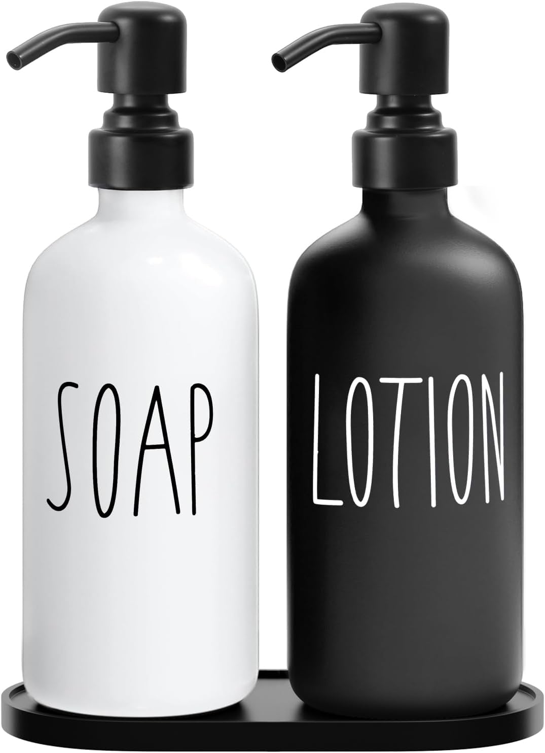 MOMEEMO Glass Soap Dispenser with Stainless Steel Pump, Contains Lotion Dispenser, Hand Soap