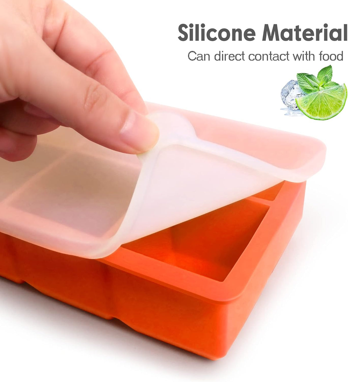 Silicone Ice Cube Trays with Lids,Large Square Ice Cube Molds for Freezer, Whiskey, Cocktail