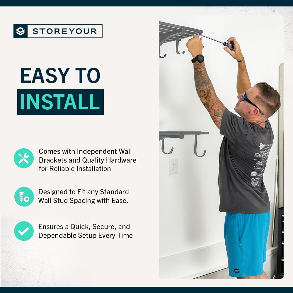 StoreYourBoard 2-Pack Heavy Duty Wall Shelves – Wall-Mounted Garage Storage Shelving and
