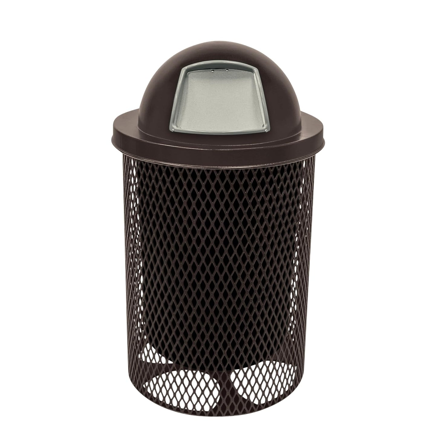 COATEDOUTDOORFURNITURE RDT-BRW Heavy Duty 32 Gallon Round Trash Receptacle, Liner Included, Brown