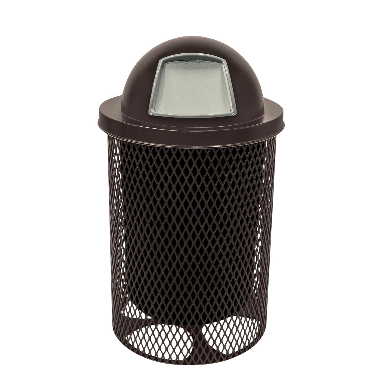 COATEDOUTDOORFURNITURE RDT-BRW Heavy Duty 32 Gallon Round Trash Receptacle, Liner Included, Brown