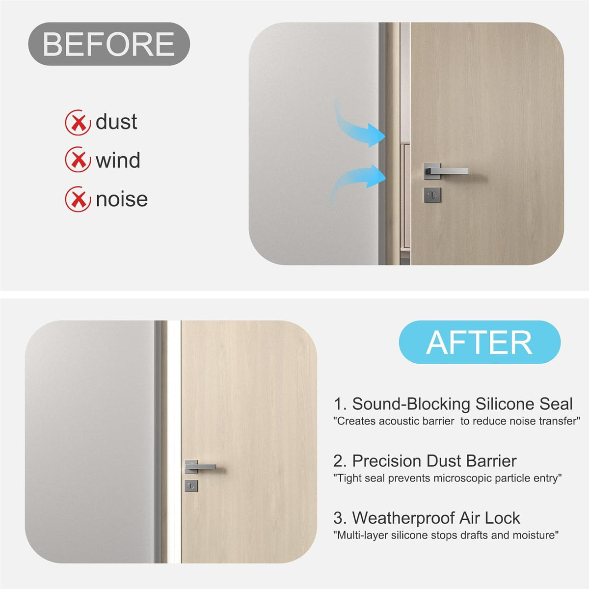 Heavy-Duty 20 ft x 1 in Weather Stripping, Door Draft Stopper Silicone Seal Strip for House and