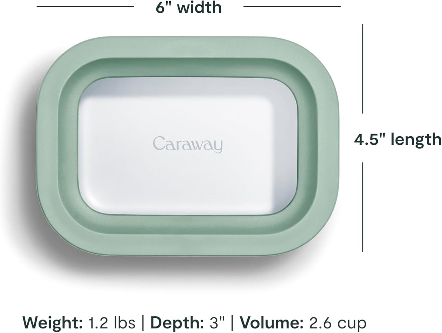 Caraway 6pc Glass Food Storage Set - 2.6 Cup Storage Containers For Food (6) - Non-Toxic
