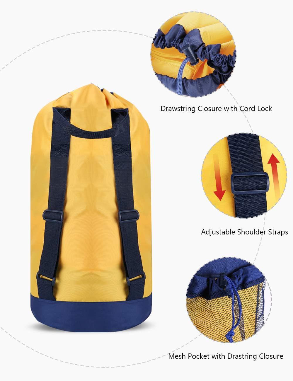Dalykate Backpack Laundry Bag, Laundry Backpack with Shoulder Straps and Mesh Pocket Durable Nylon
