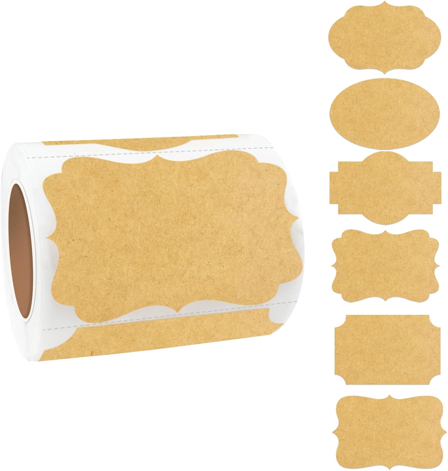 Kraft Labels Stickers, 250 PCS 3" x 2" Fancy Shape Stickers Labels for Storage Box or Food Jars