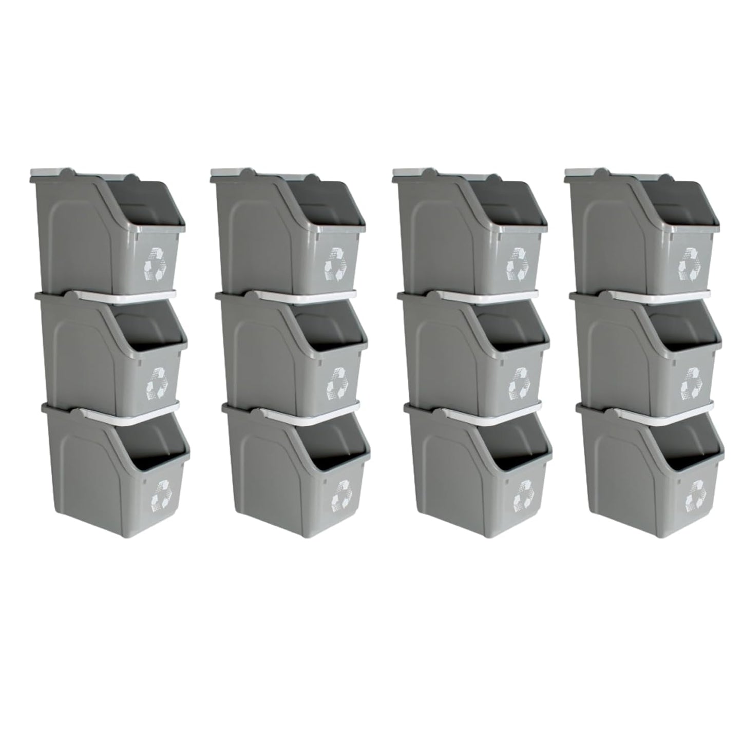 6 Gallon Stackable Recycling Bins for Homes, Garages, Offices Made of 100% Recycled Plastic