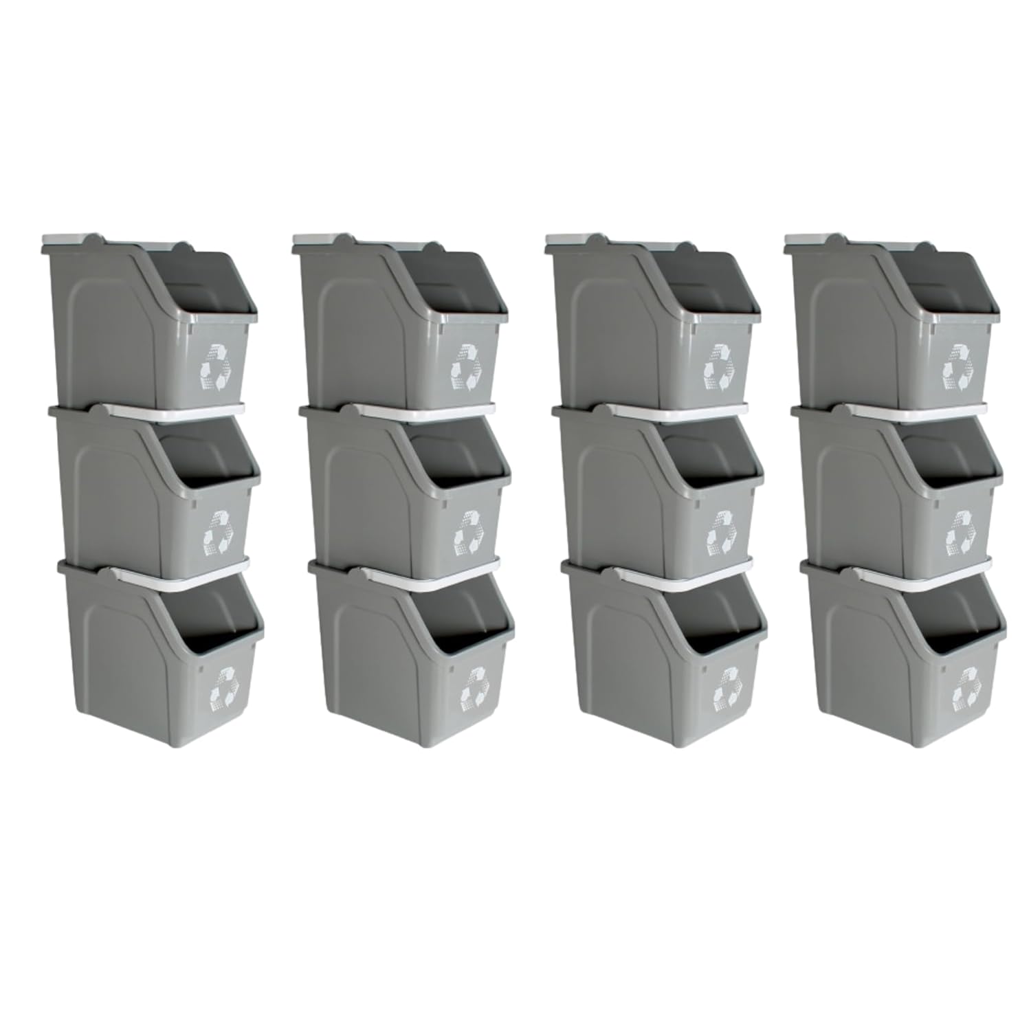 6 Gallon Stackable Recycling Bins for Homes, Garages, Offices Made of 100% Recycled Plastic