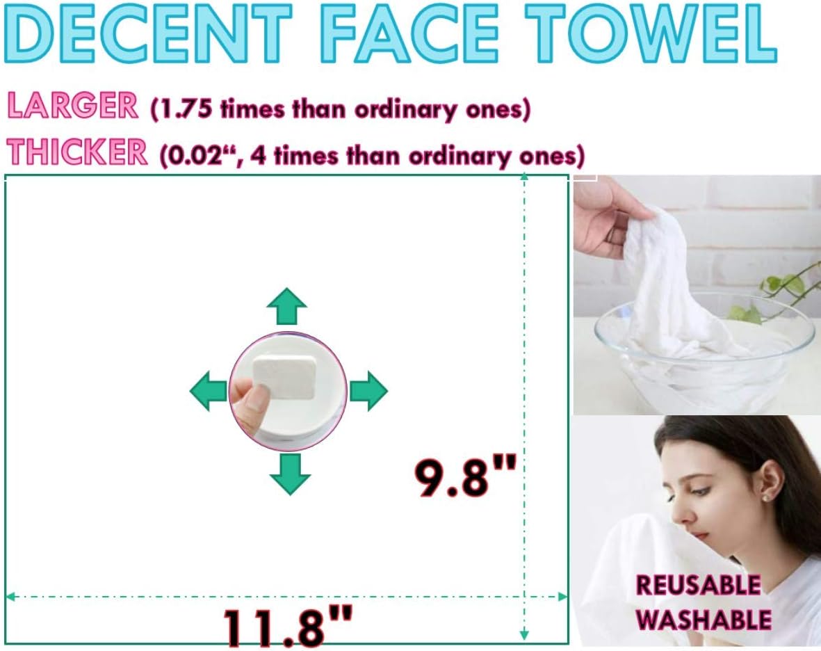 Premium Compressed Towel Tablet, Essential Face Washcloths for Travel, Camping, Hiking, Sports and
