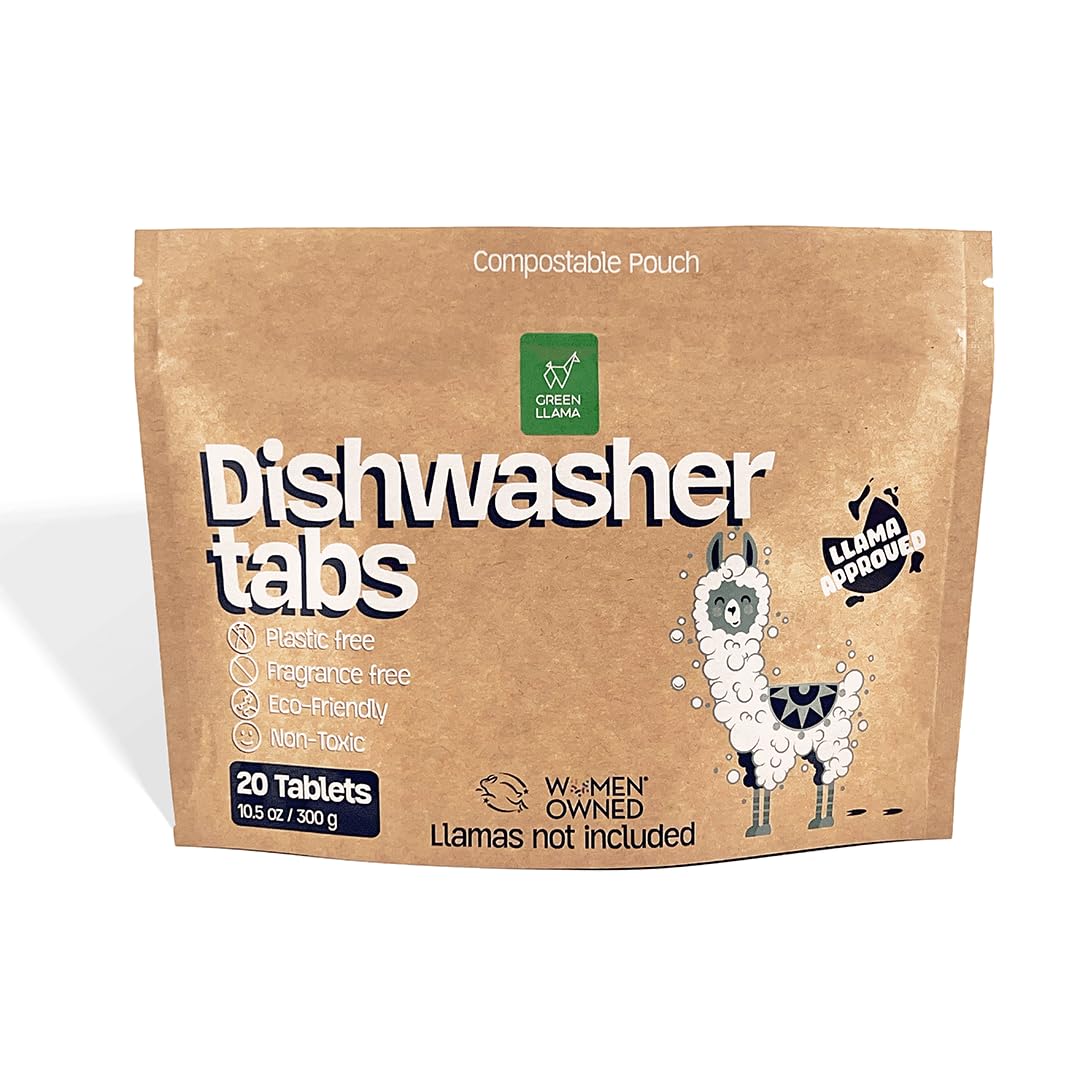 Dish Washing Machine Tablets, Pack of 20 - Fragrance-Free, PVA-Free, Non-Toxic Dishwasher Tablets