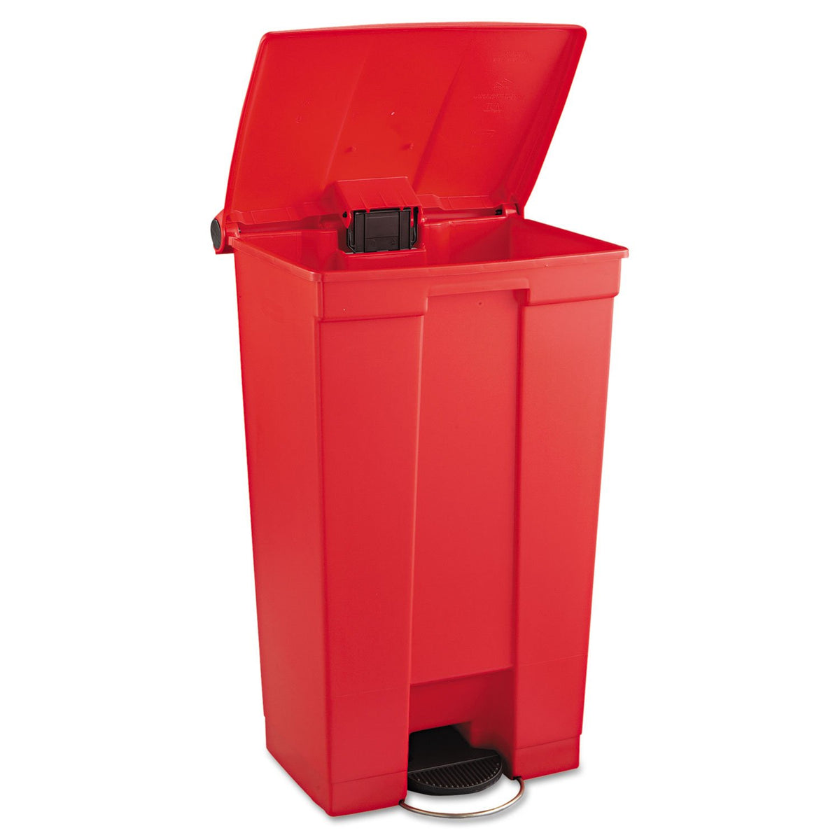 Rubbermaid Commercial Products Slim Jim Front Step On Trash Can, Red, 23-Gallon, Hands-Free Garbage